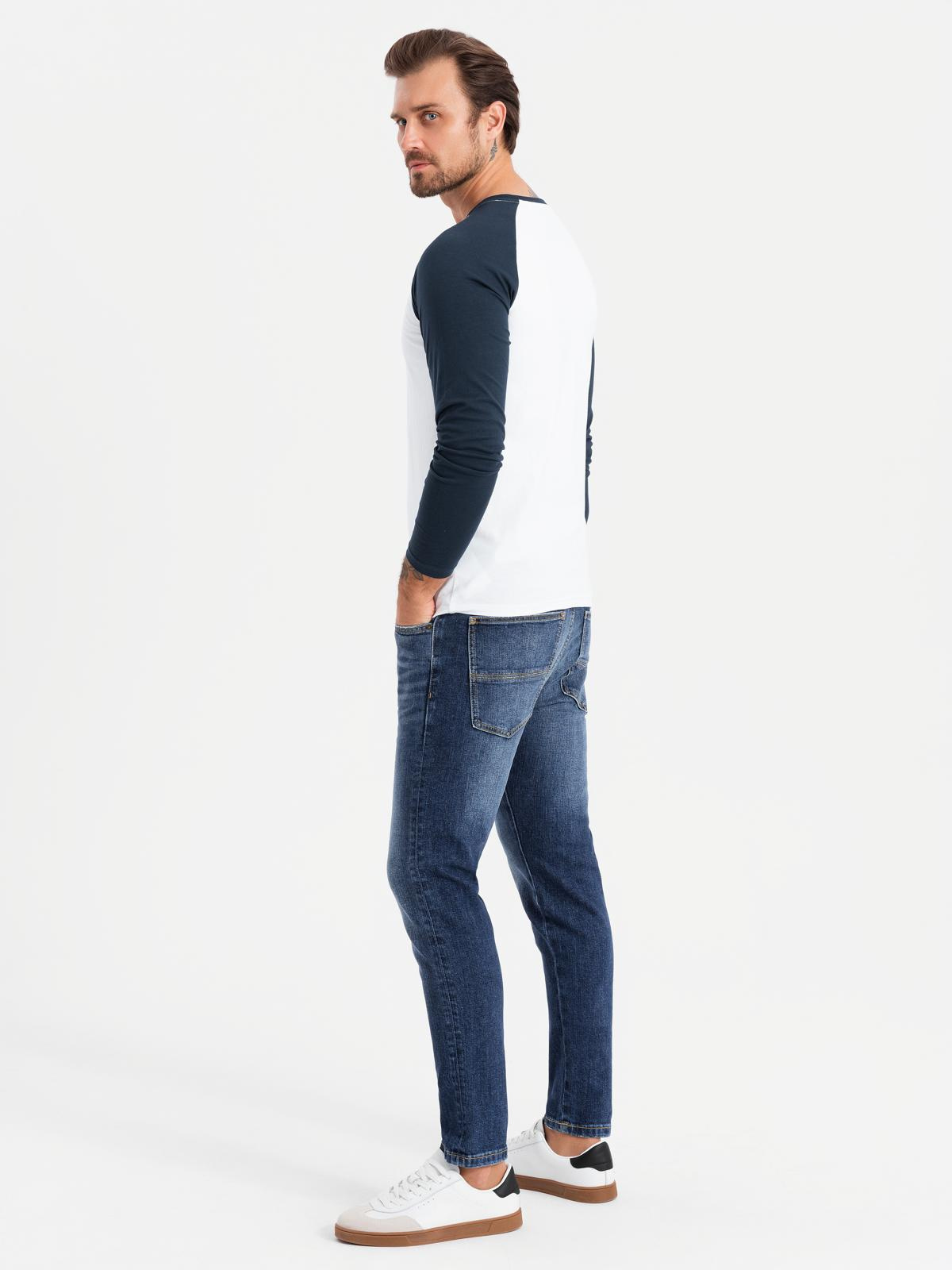 Ombre Men&#039;s longsleeve with contrast raglan sleeves - white and navy