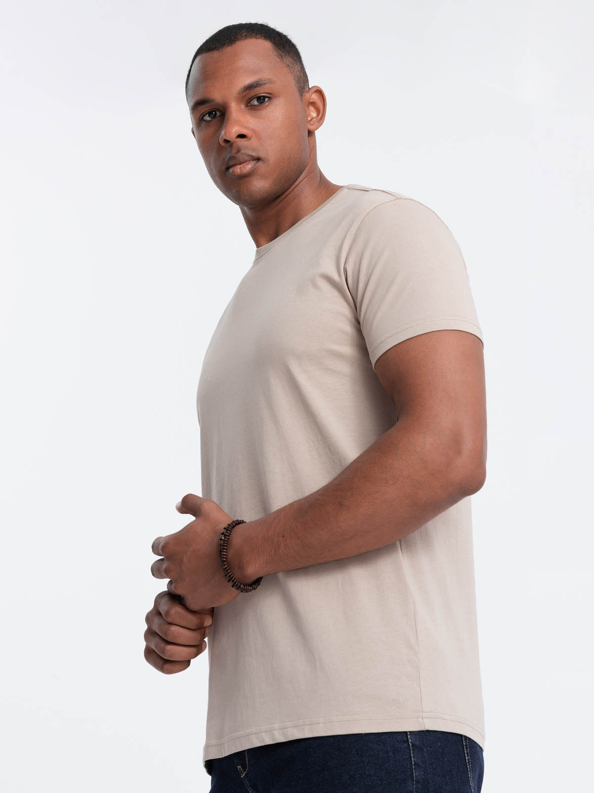 Ombre Classic BASIC Men's Cotton T-shirt - Sand