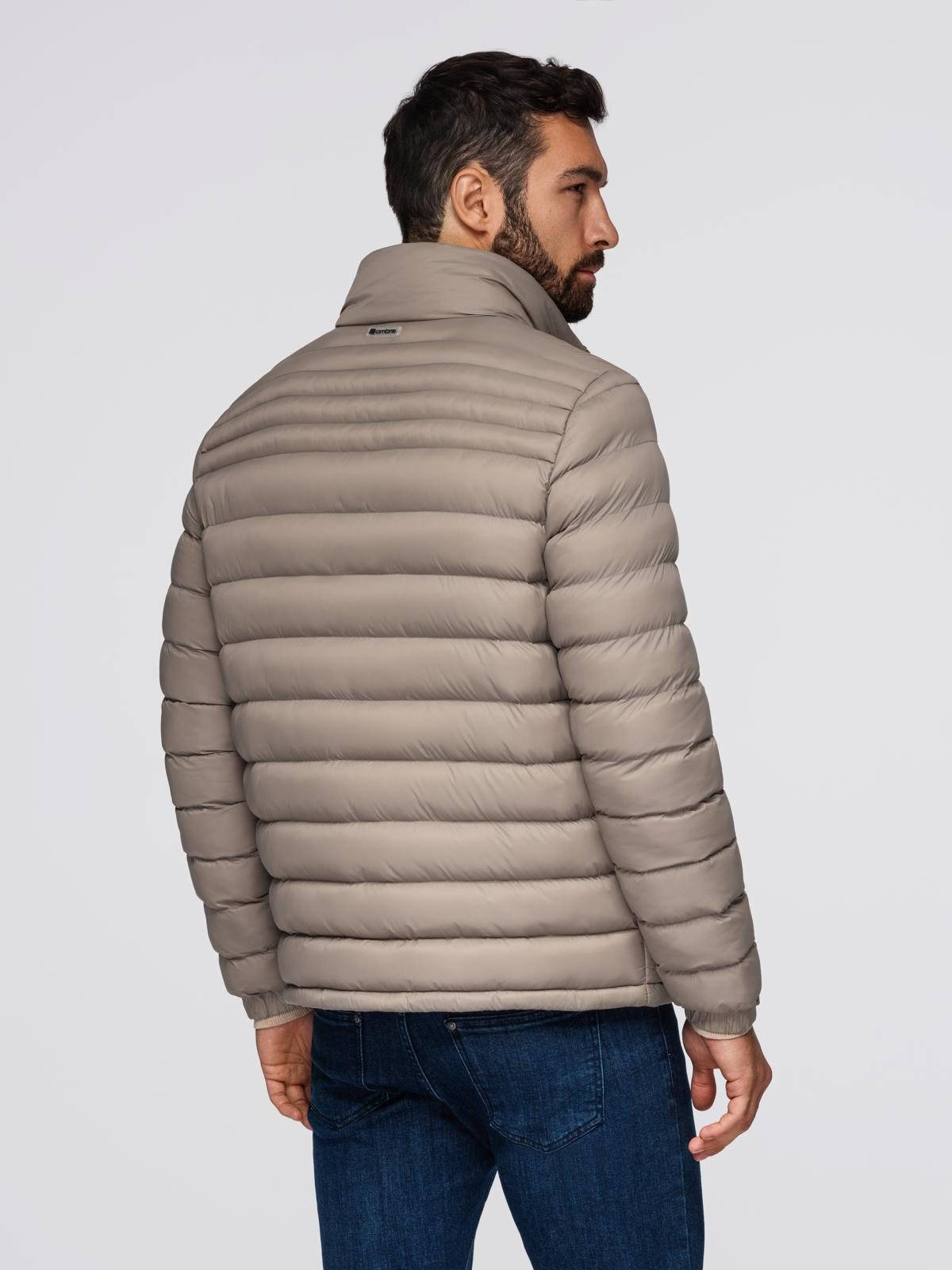 Ombre Men&#039;s quilted jacket with two fasteners - dark beige