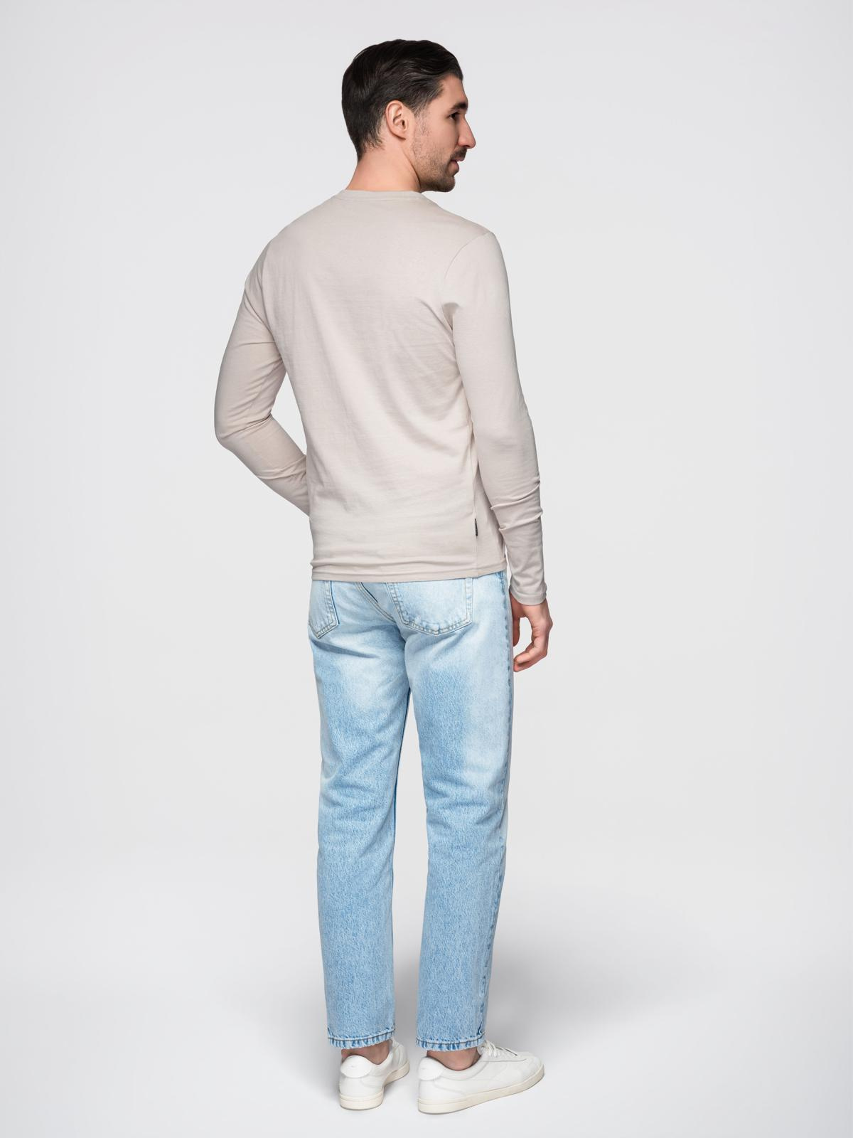 Ombre Men's unprinted longsleeve with v-neck - light beige