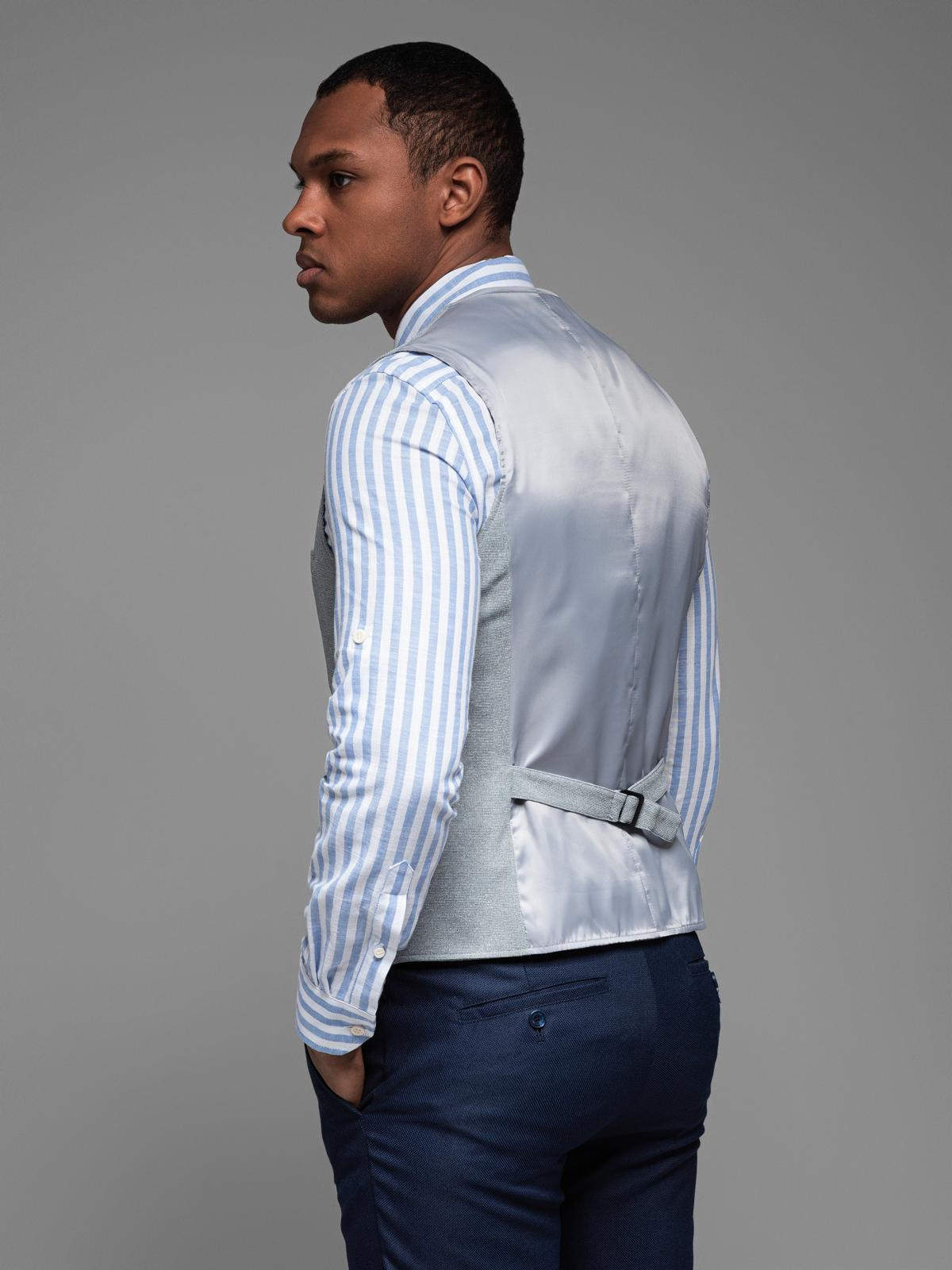 Ombre Fitted structured men&#039;s vest with patch pockets - grey melange