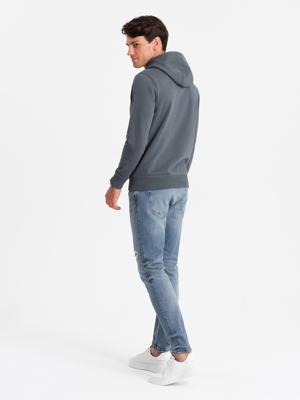 Ombre BASIC men&#039;s cotton kangaroo hooded sweatshirt - graphite
