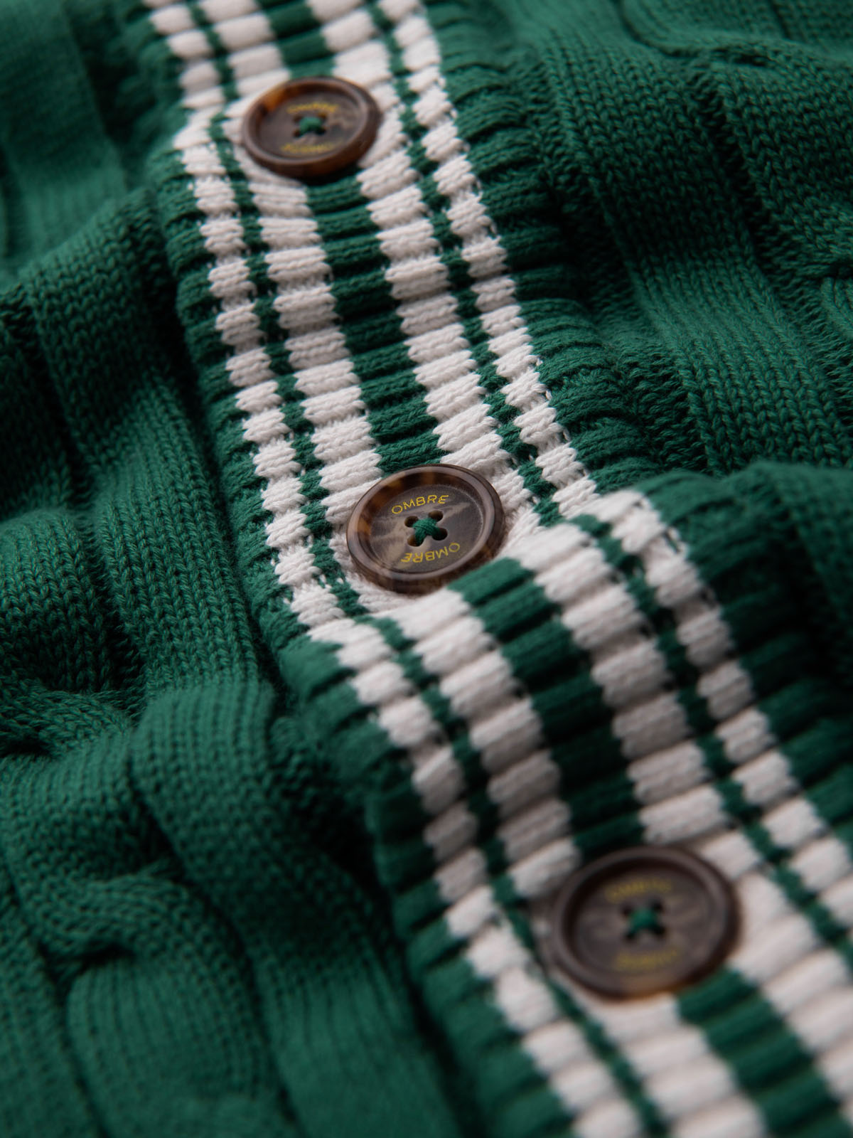 Ombre Men's cardigan sweater with shawl collar in preppy style - green