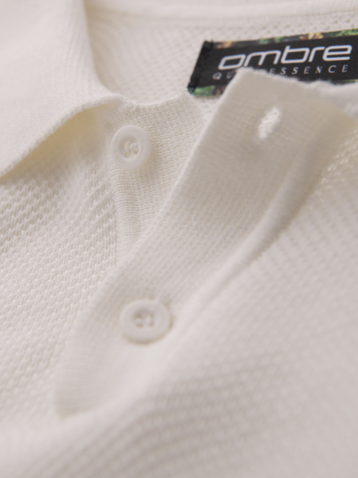 Ombre Men's cotton structured knit polo shirt - broken white