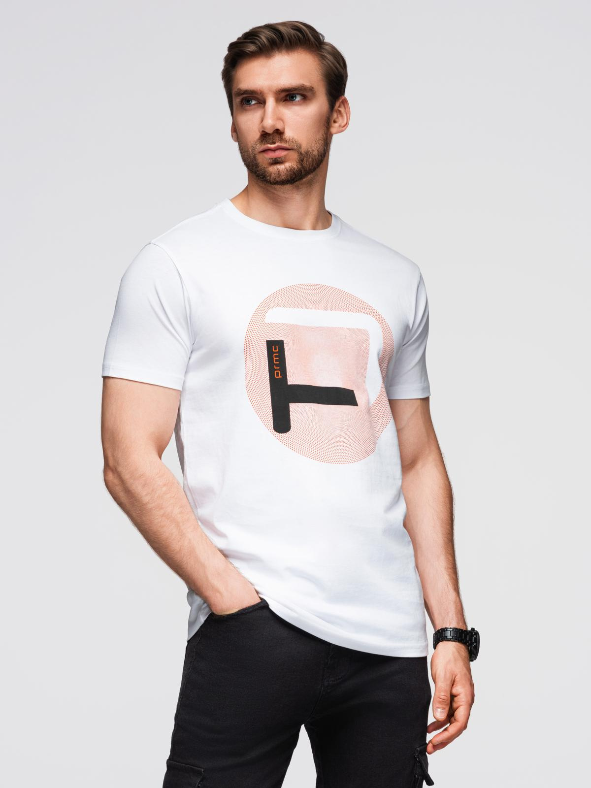 Ombre Men's t-shirt with large print - white
