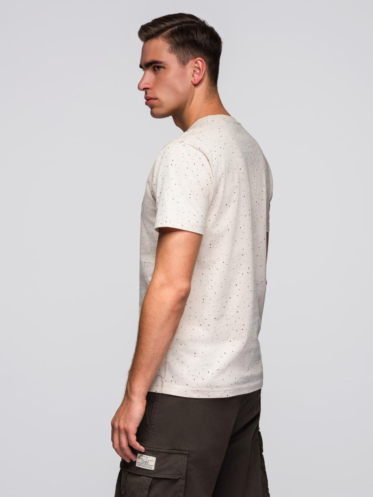 Ombre Men's printed cotton t-shirt with round neckline - beige