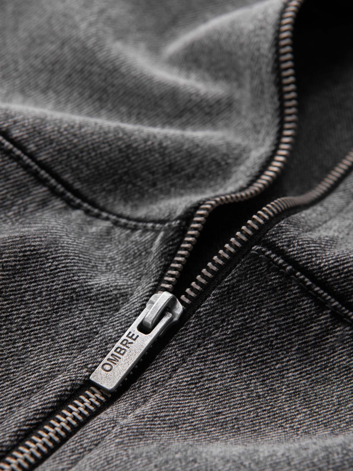 Ombre Men&#039;s denim bomber jacket with stone wash effect - grey