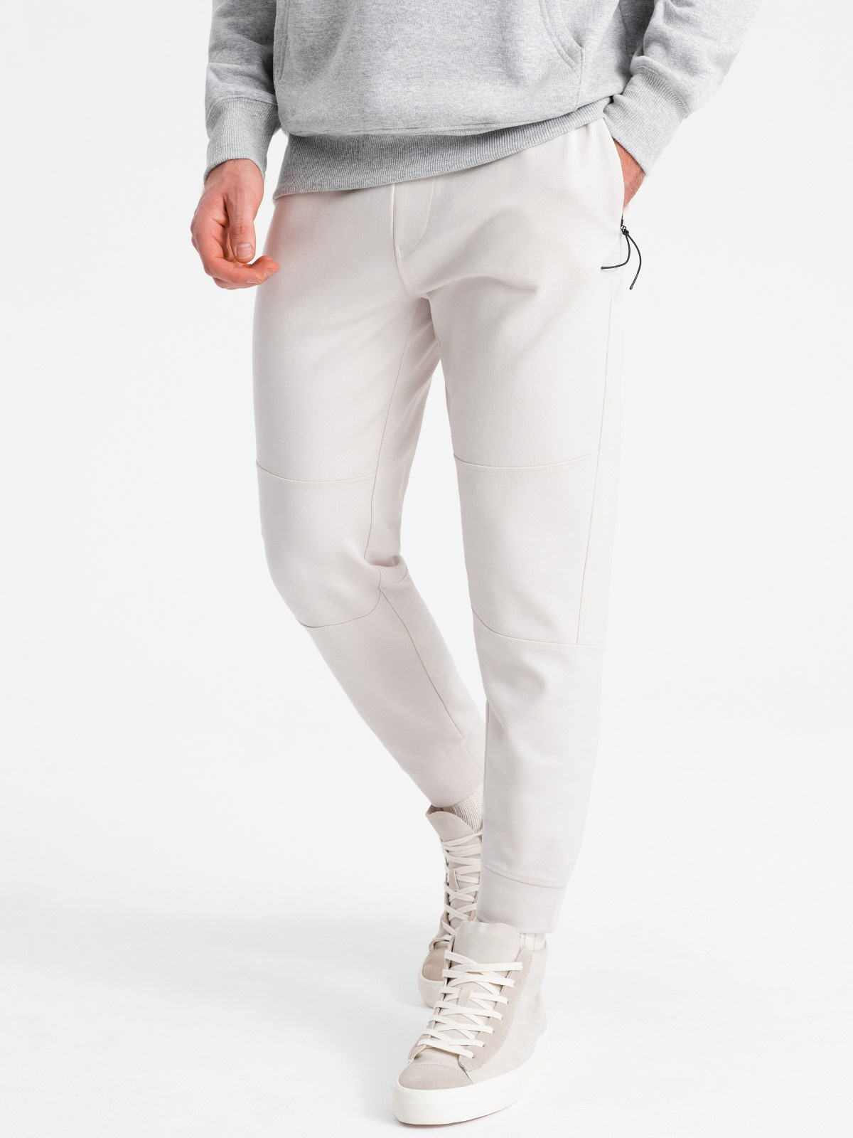 Ombre Men&#039;s sweatpants joggers on elastic with stitching - white