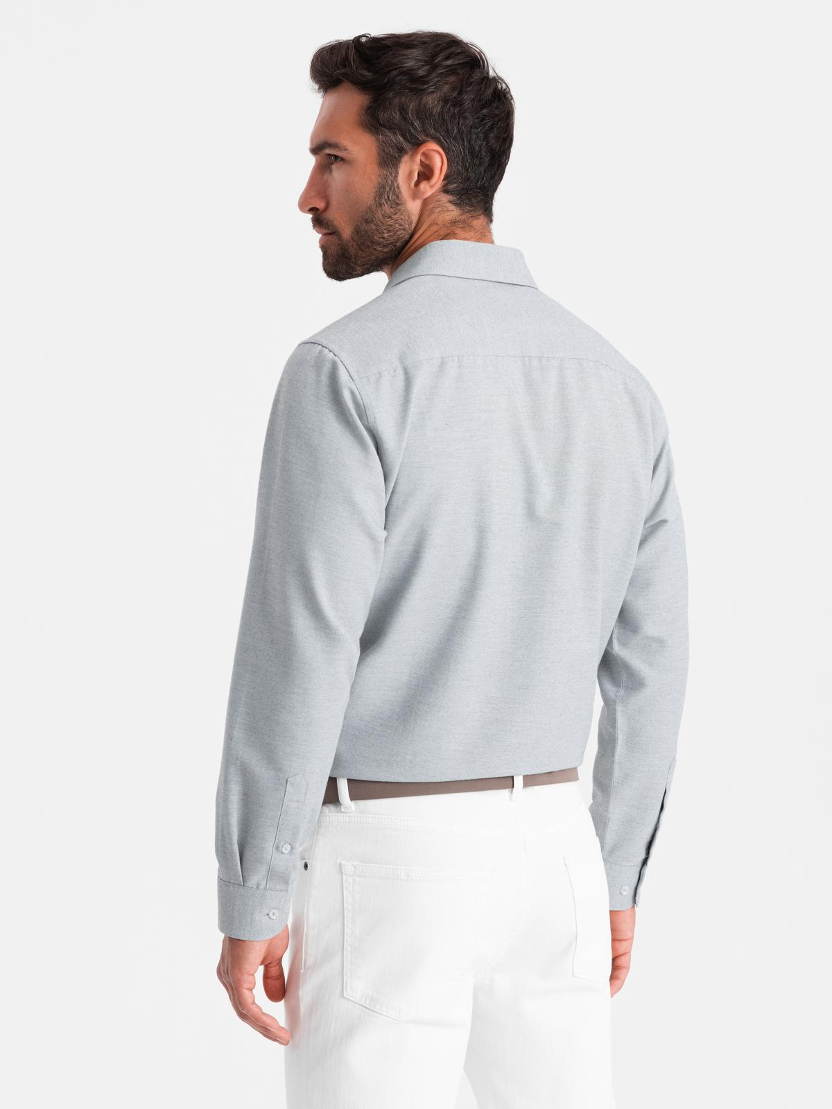 Ombre Men's shirt with pocket REGULAR FIT - light grey melange