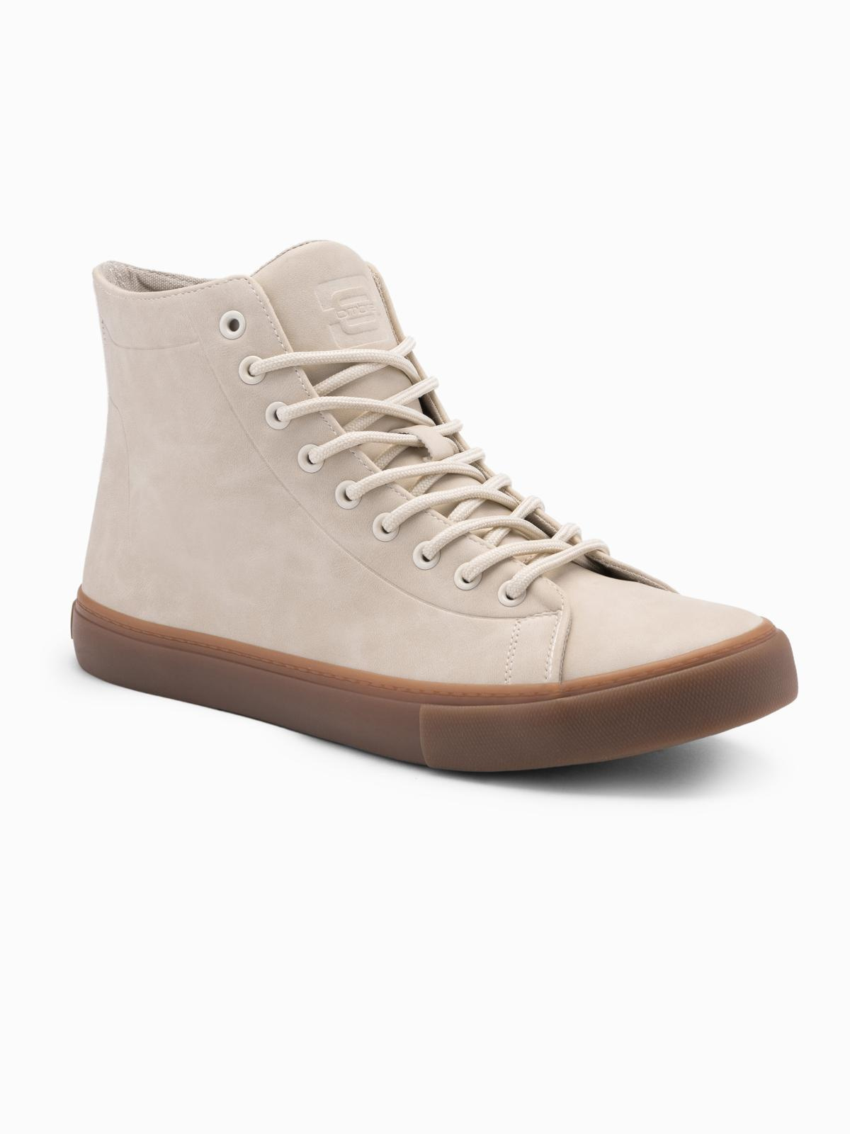 Ombre Men&#039;s ankle sneakers with rubber sole - cream
