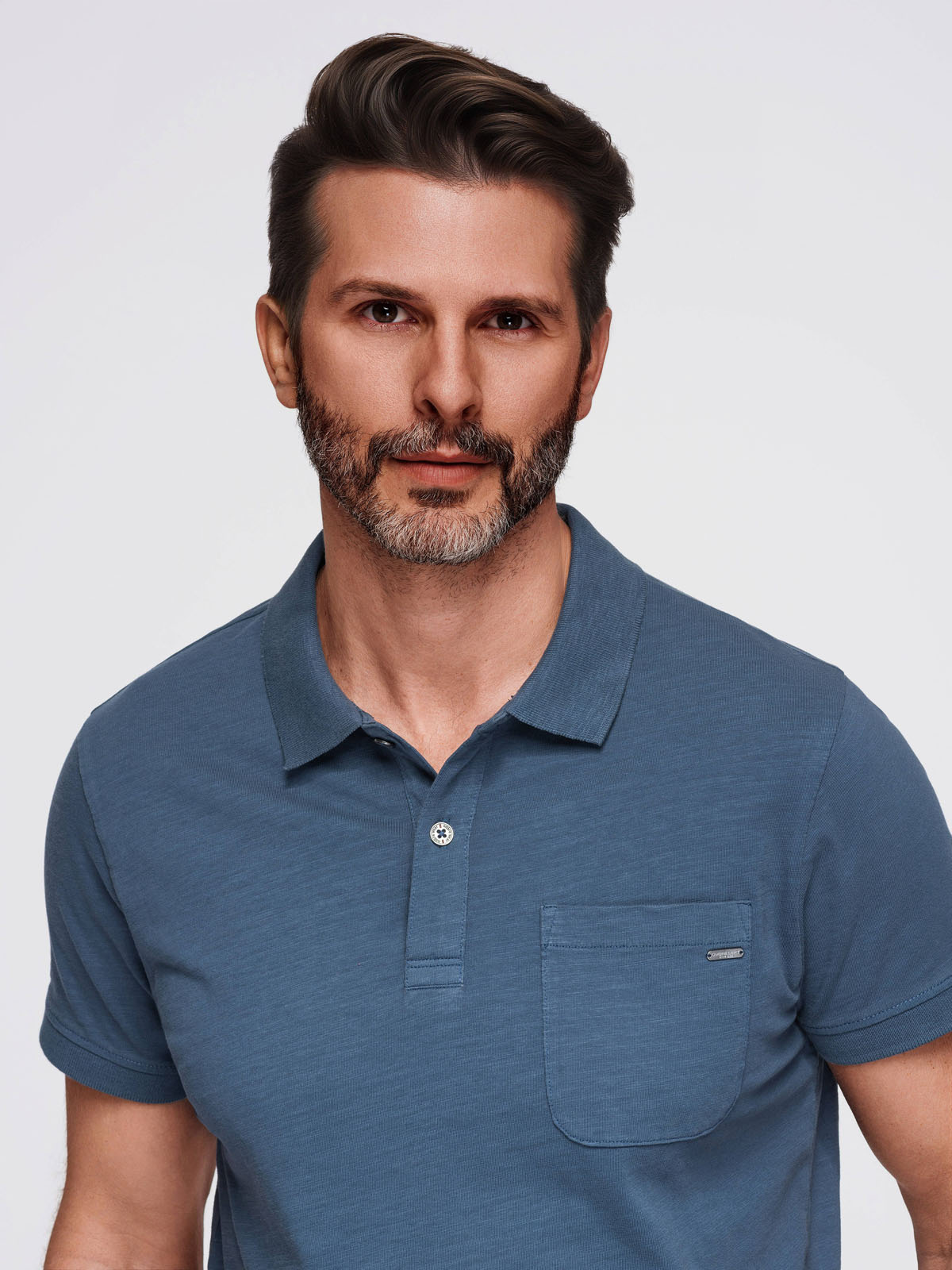 Ombre Men's polo t-shirt with decorative buttons