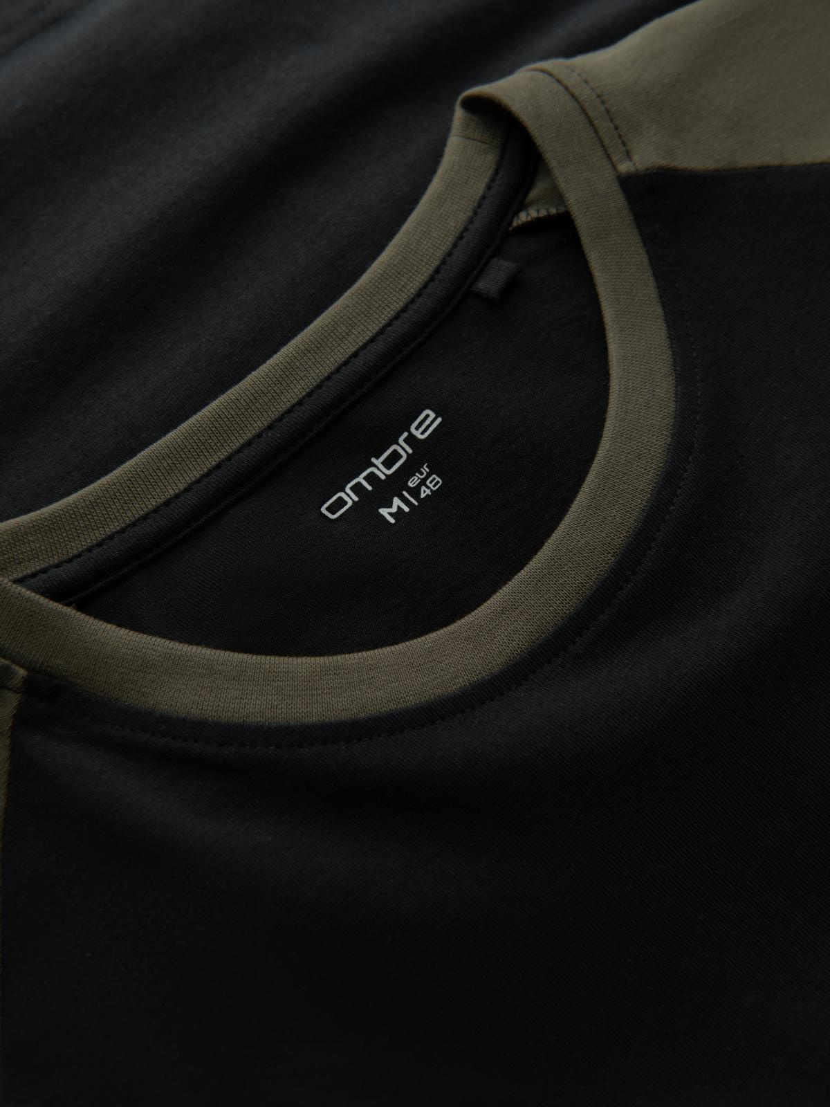 Ombre Men's longsleeve with raglan contrast sleeves - black/olive