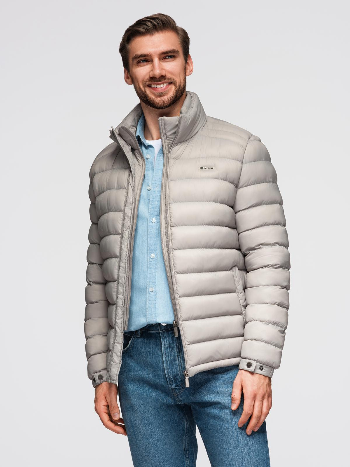 Ombre Mens quilted jacket with two fasteners - light grey