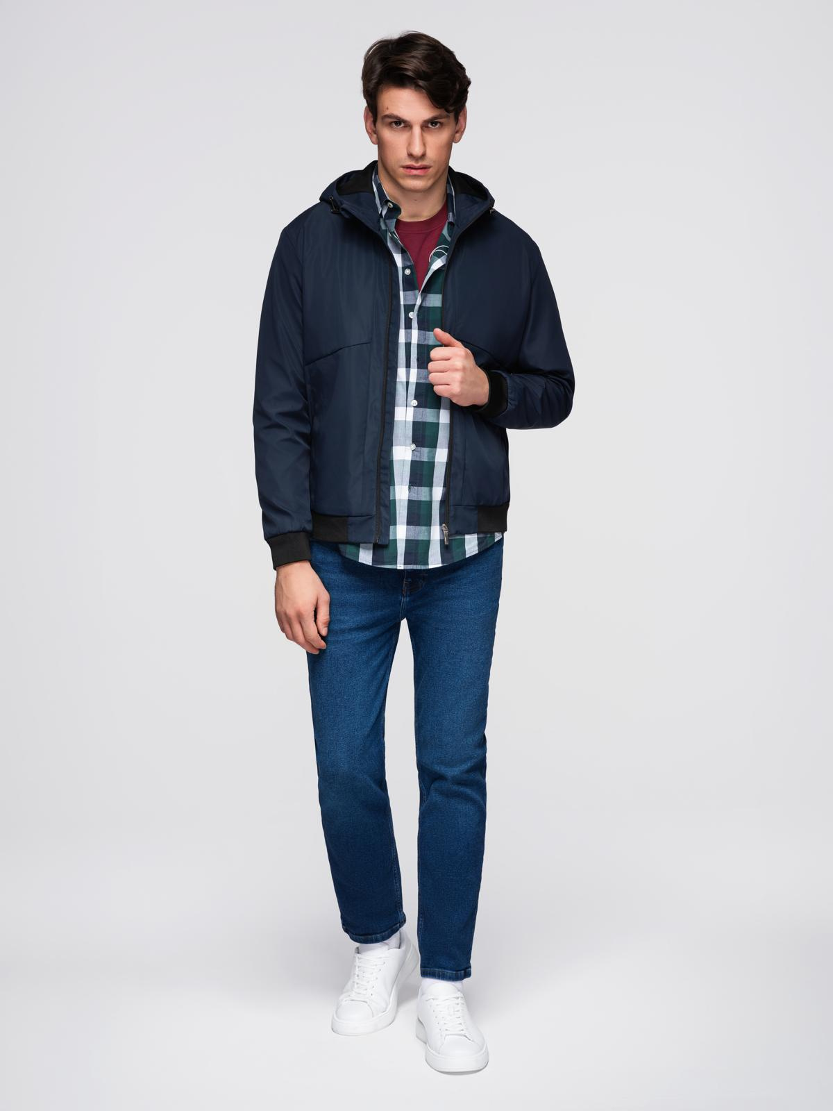 Ombre Men&#039;s lightweight jacket with hood and mesh lining