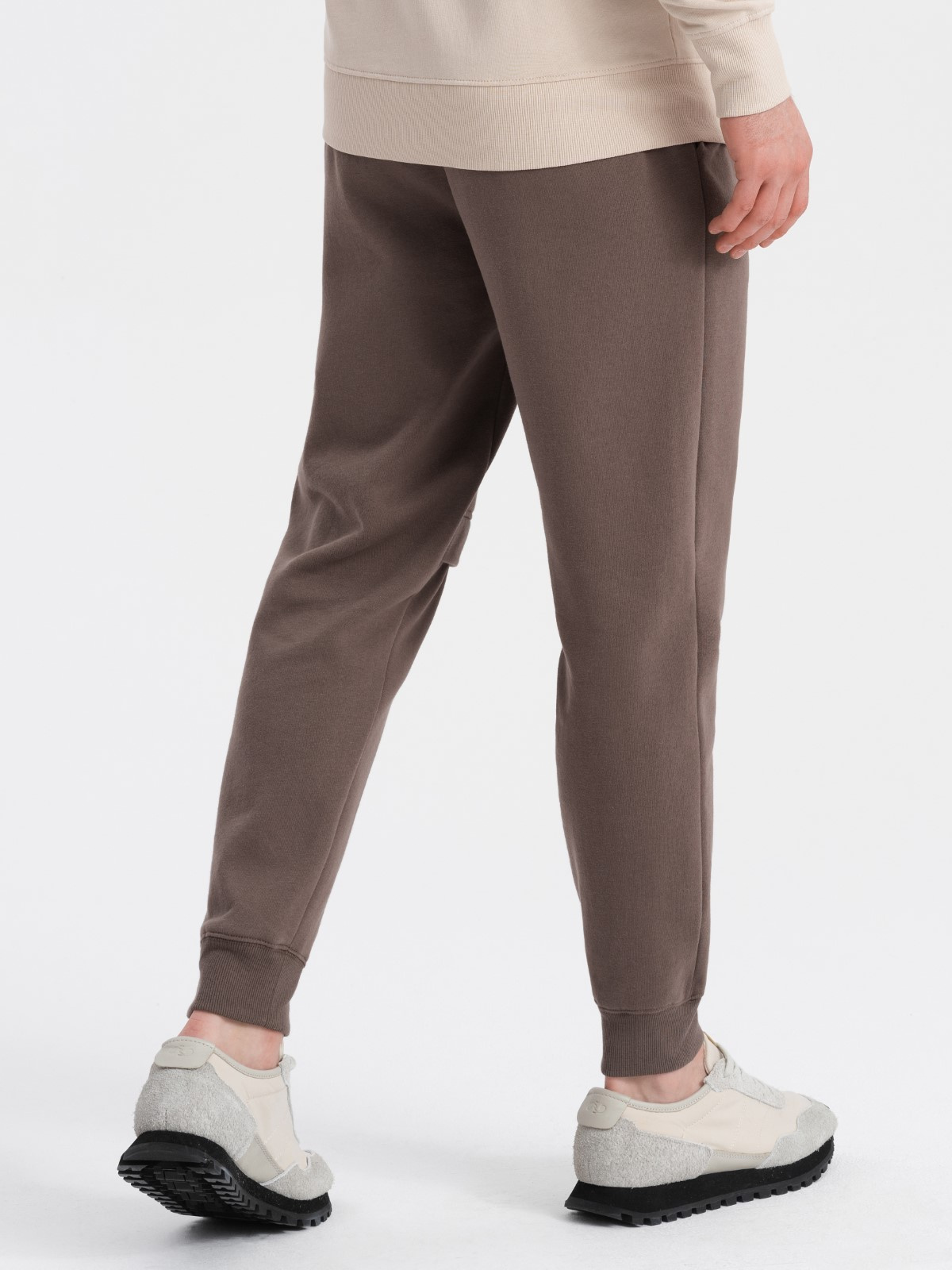 Ombre Men's sweatpants with stitching and zipper on leg - brown