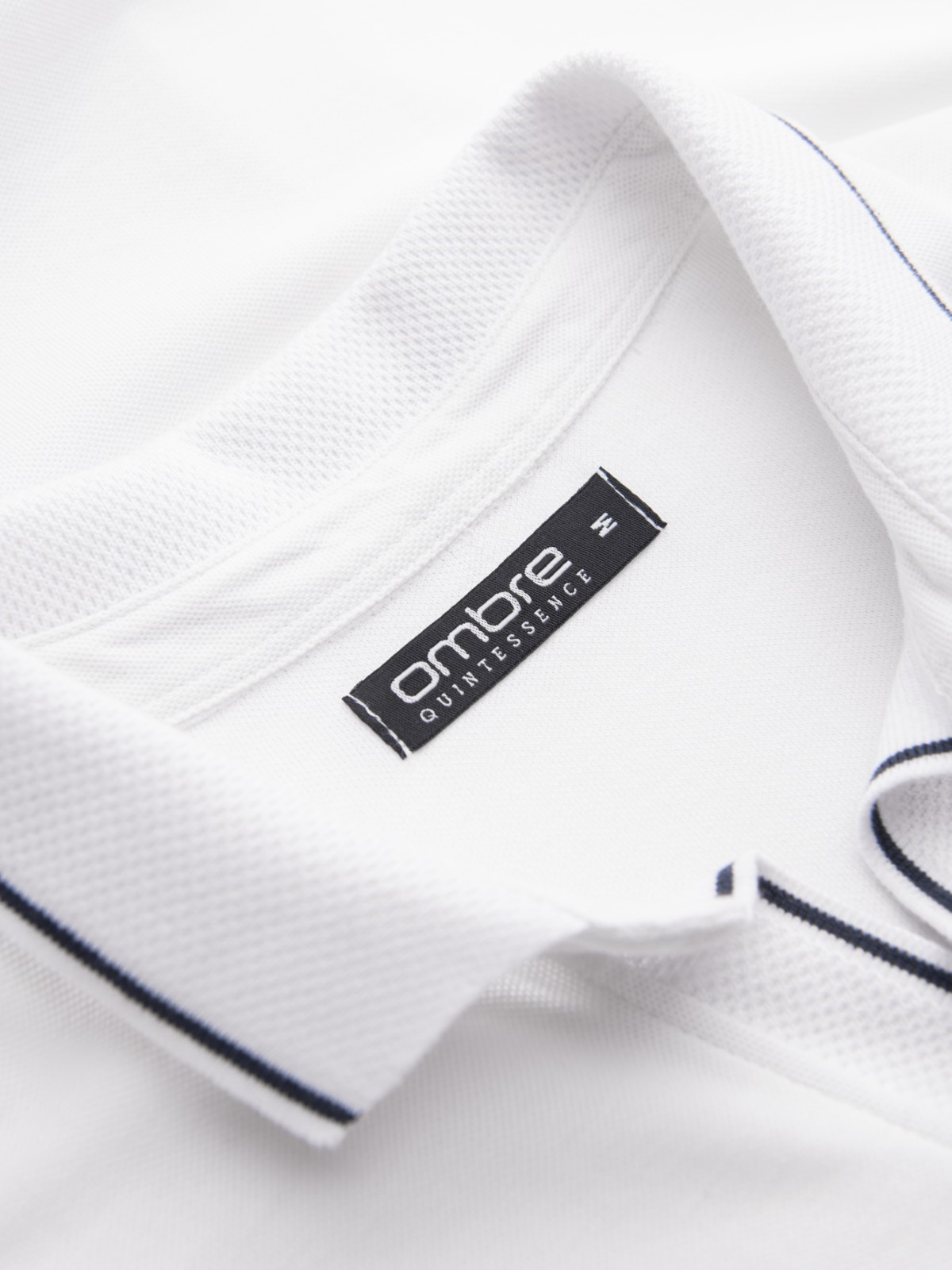 Ombre Men's pique knit polo shirt without buttons - white