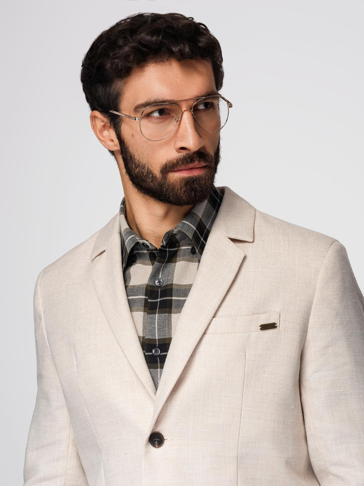 Ombre Men's REGULAR cut blazer with linen - cream