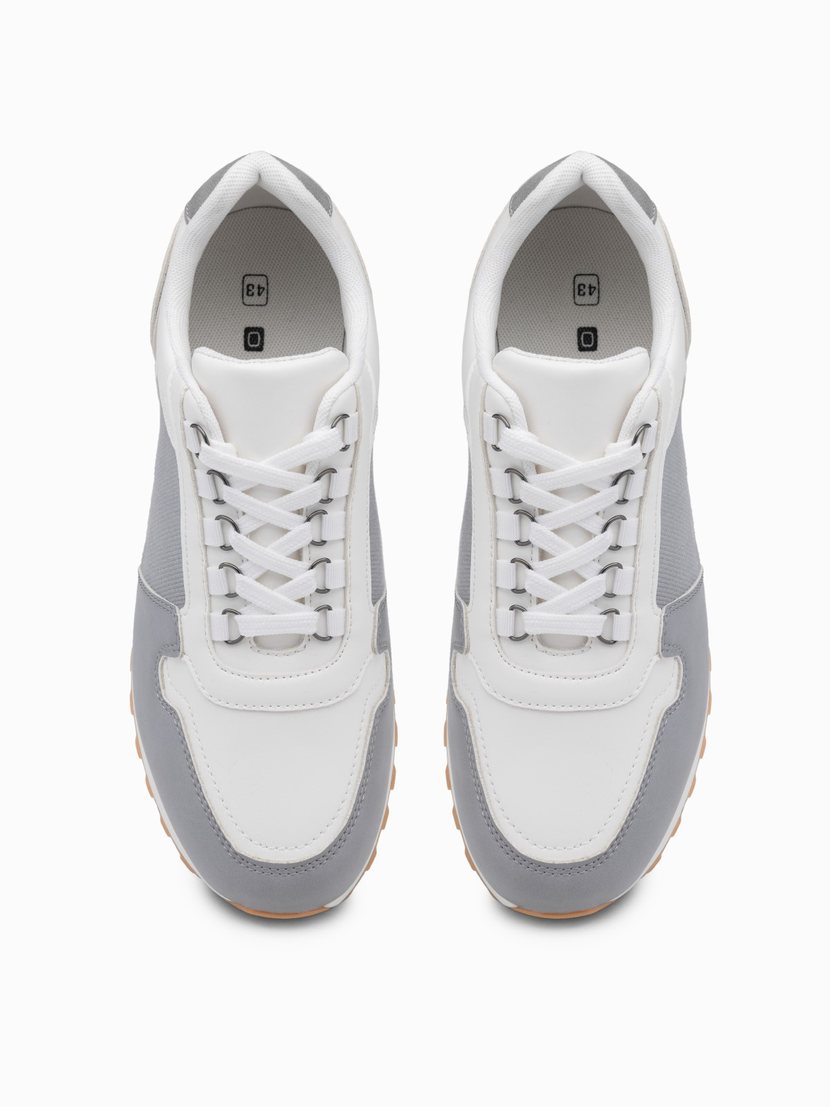 Ombre Patchwork men&#039;s shoes sneakers with combined materials - white and gray