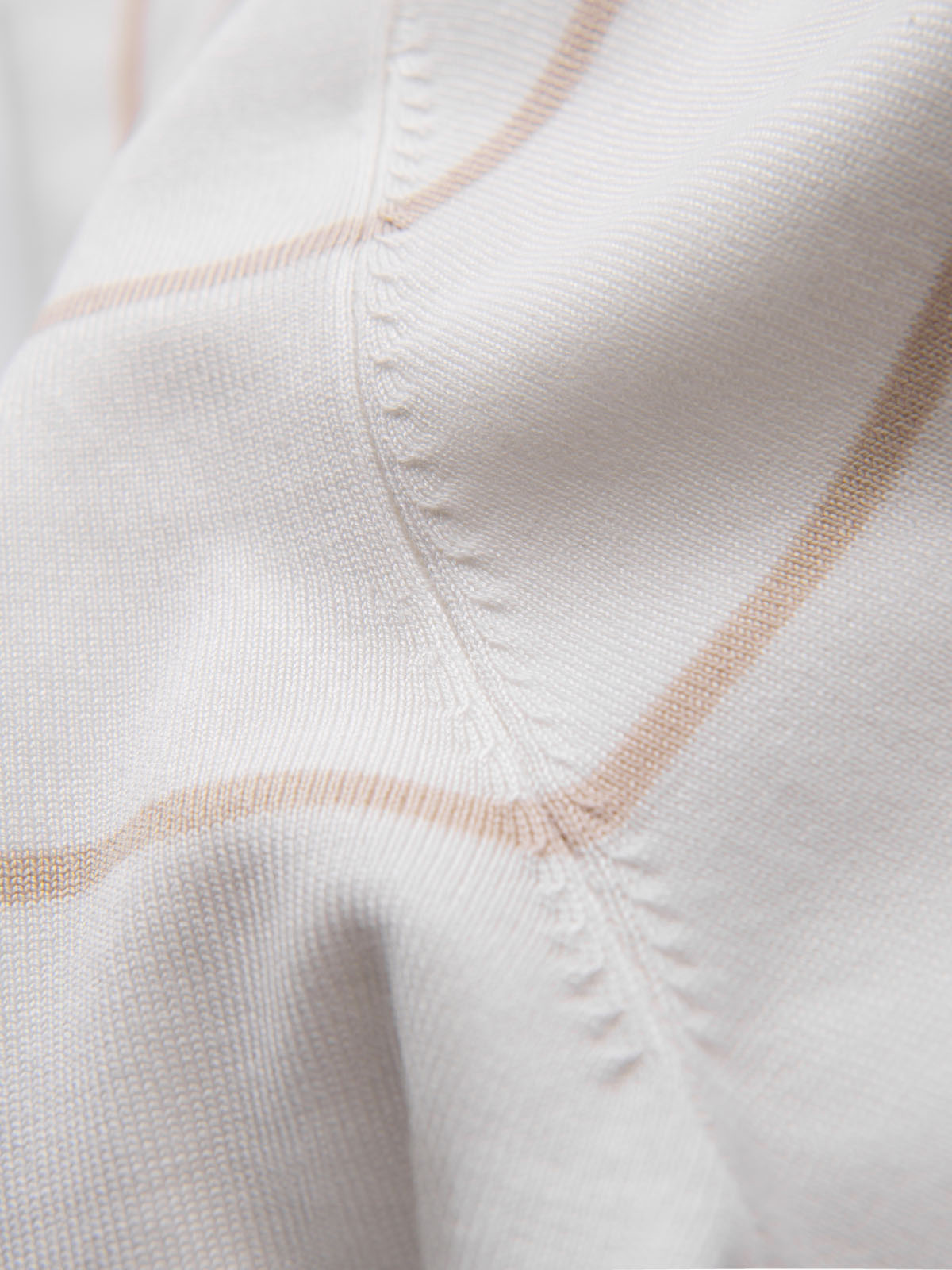 Ombre Men's horizontal striped viscose polo shirt - white and beige