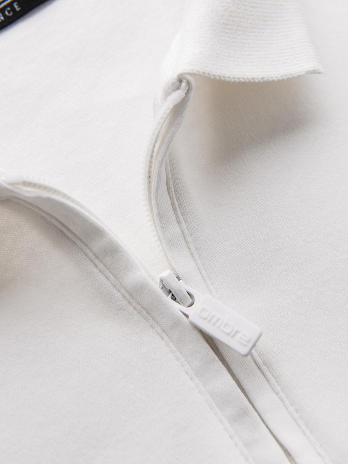 Ombre Men&#039;s polo longsleeve with zippered collar - white
