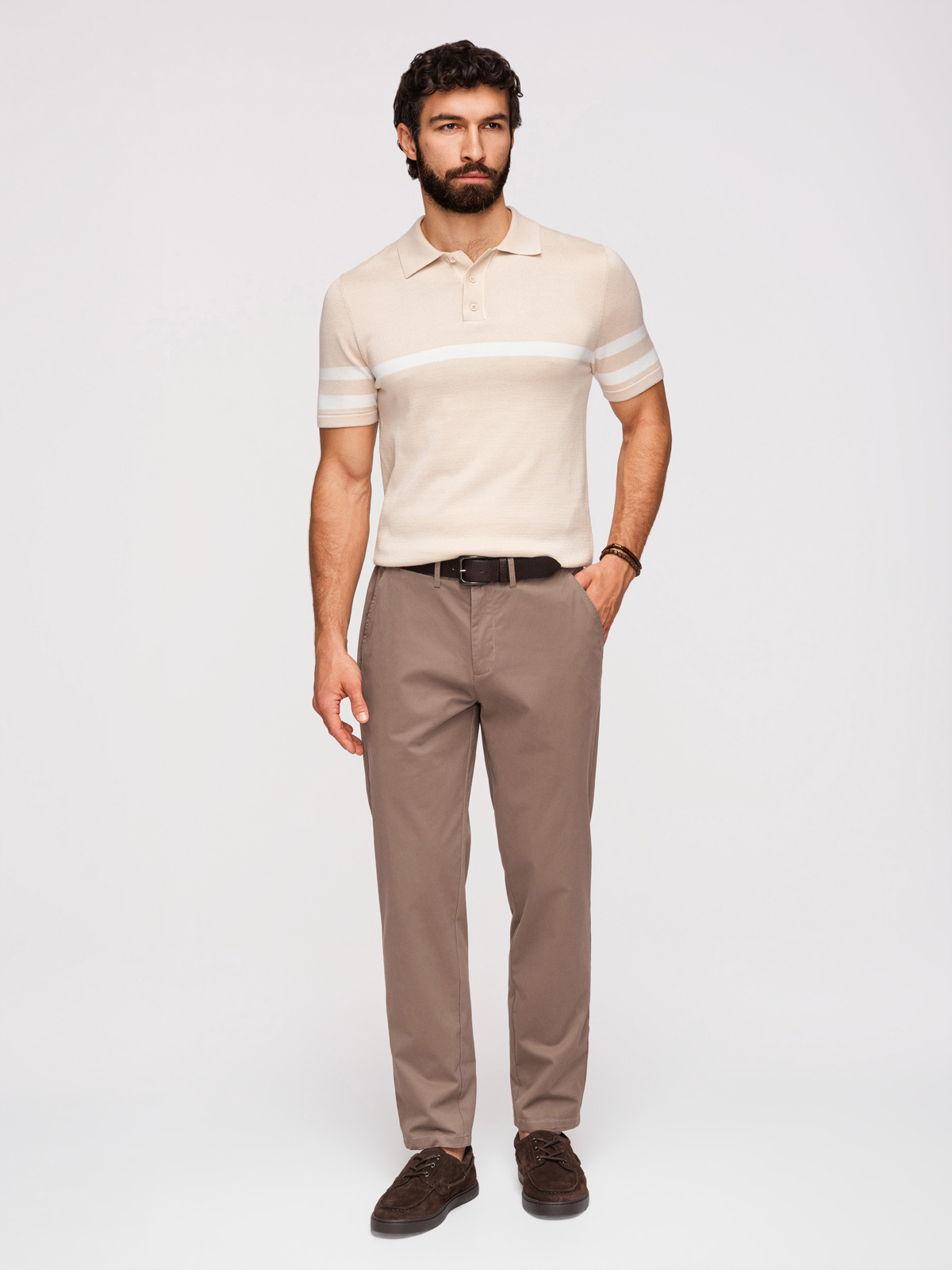 Ombre pánske chino nohavice REGULAR FIT - hnedé