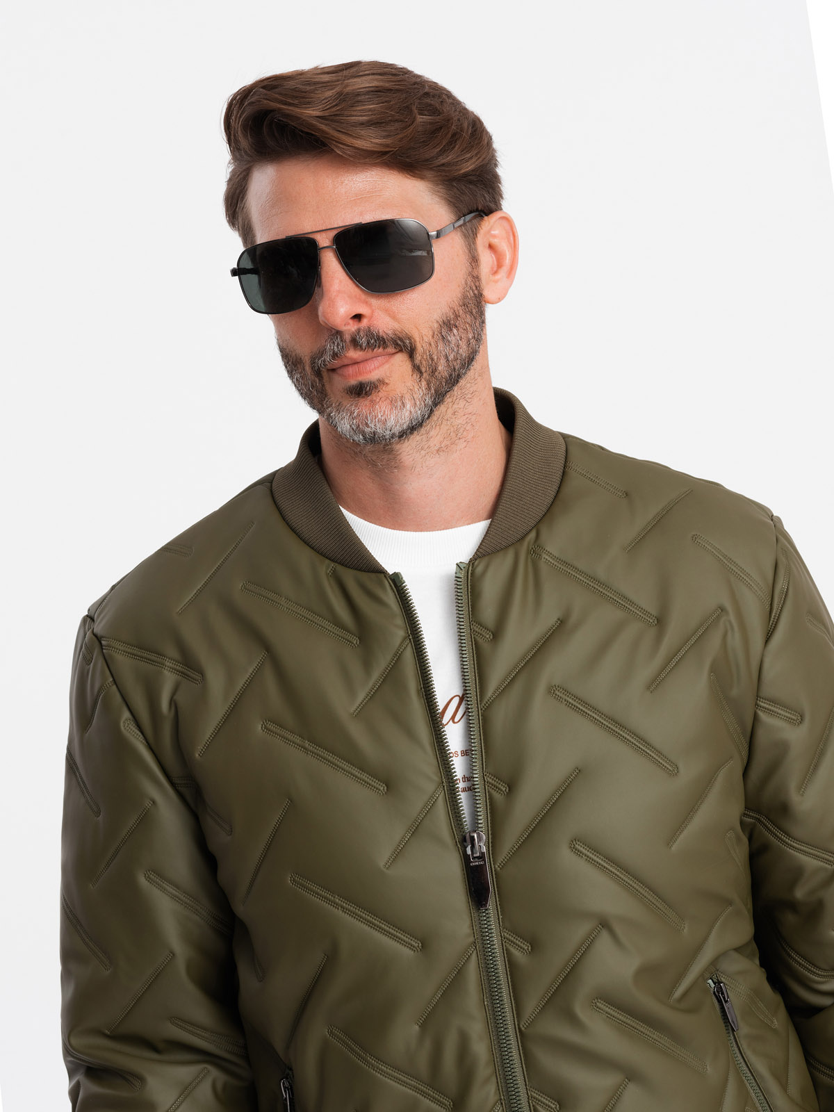 Ombre Men&#039;s embossed bomber jacket - olive