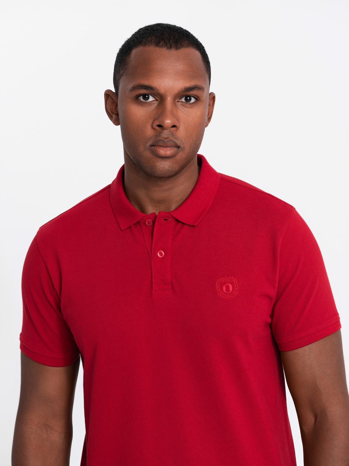 Ombre BASIC men's cotton polo t-shirt set - navy blue/white/red