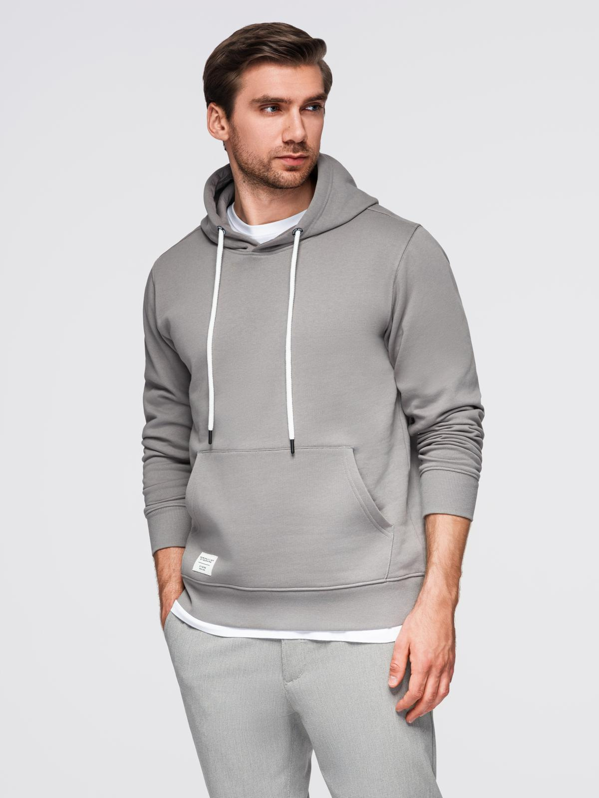 Ombre Men&#039;s kangaroo hooded sweatshirt - gray