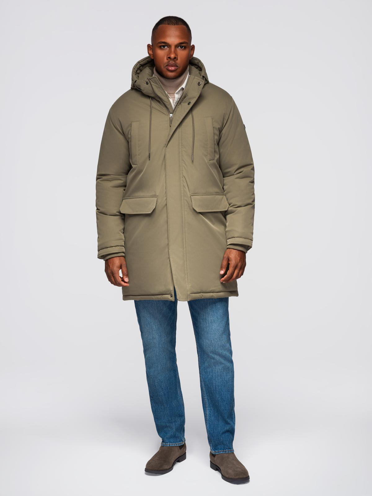 Ombre Classic men&#039;s long parka jacket - olive