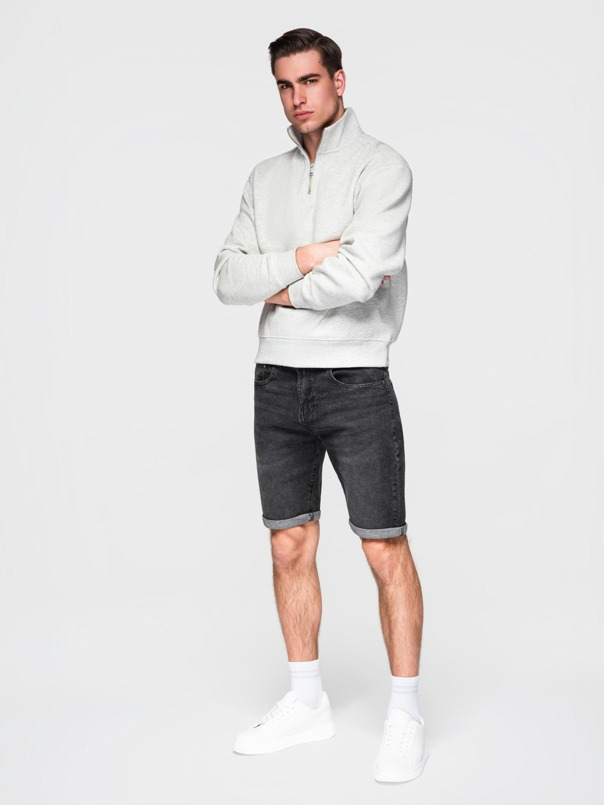 Ombre Men's denim shorts with rolled up leg - black