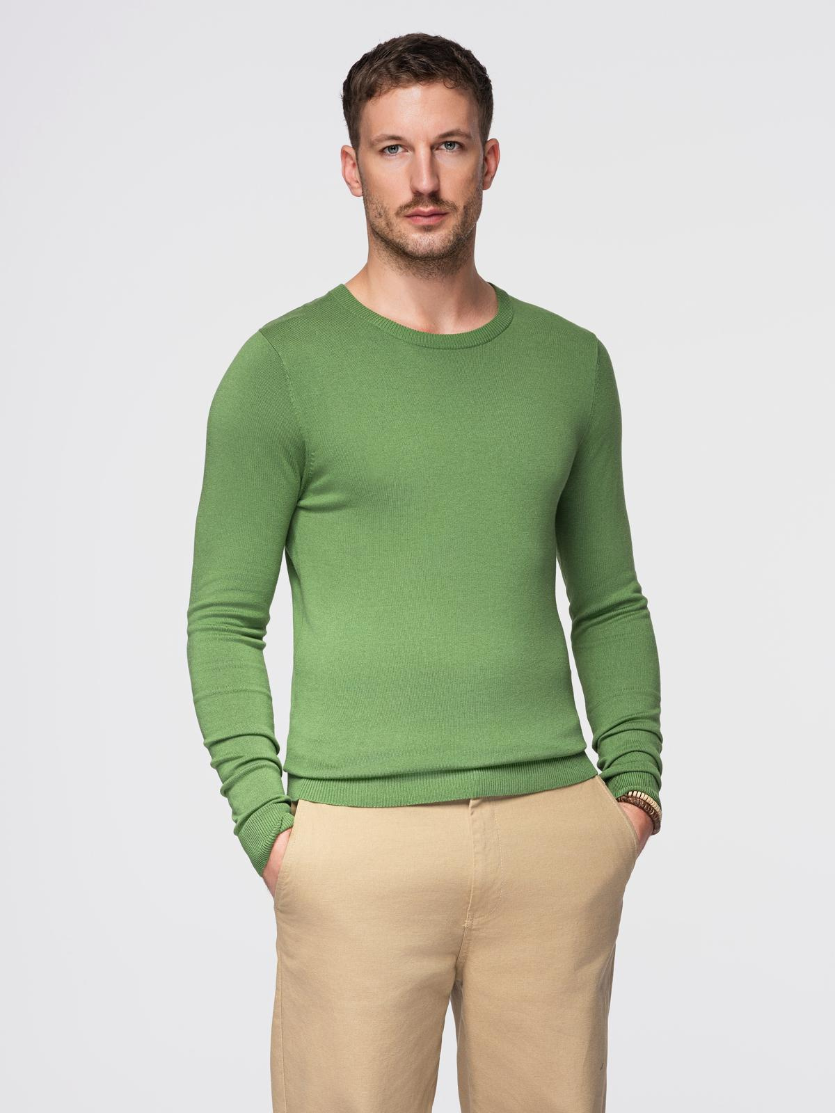 Ombre Classic men's sweater with round neckline - green