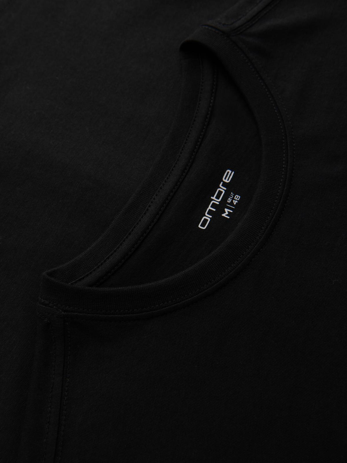 Ombre Men's t-shirt with embroidery on chest - black