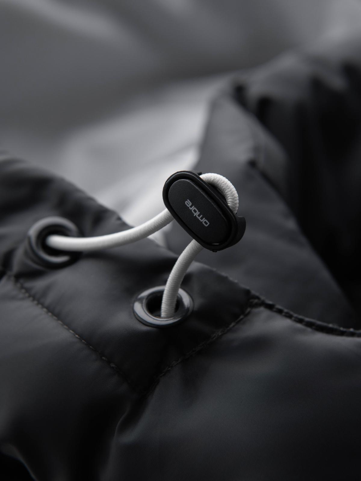 Ombre Men&#039;s quilted jacket with detachable hood - graphite and white