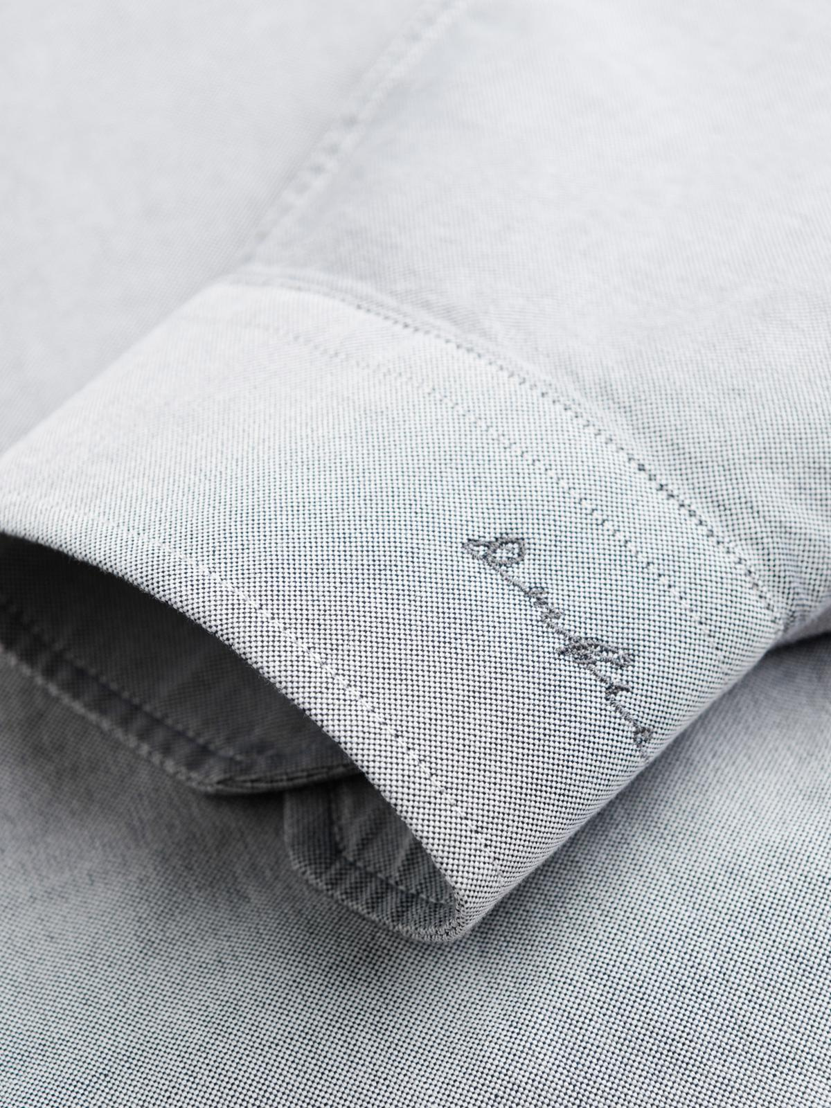 Ombre Elegant men's oxford shirt with embroidery - light grey