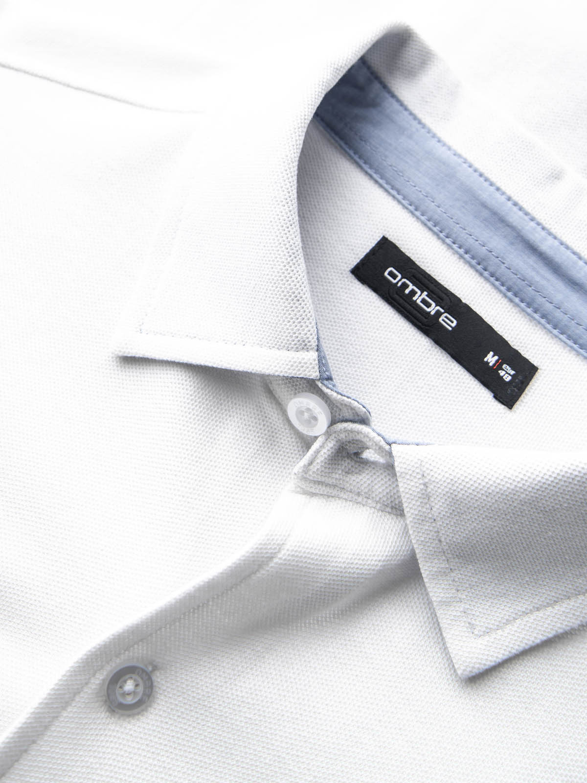 Ombre Men's knitted SLIM FIT long sleeve shirt - white