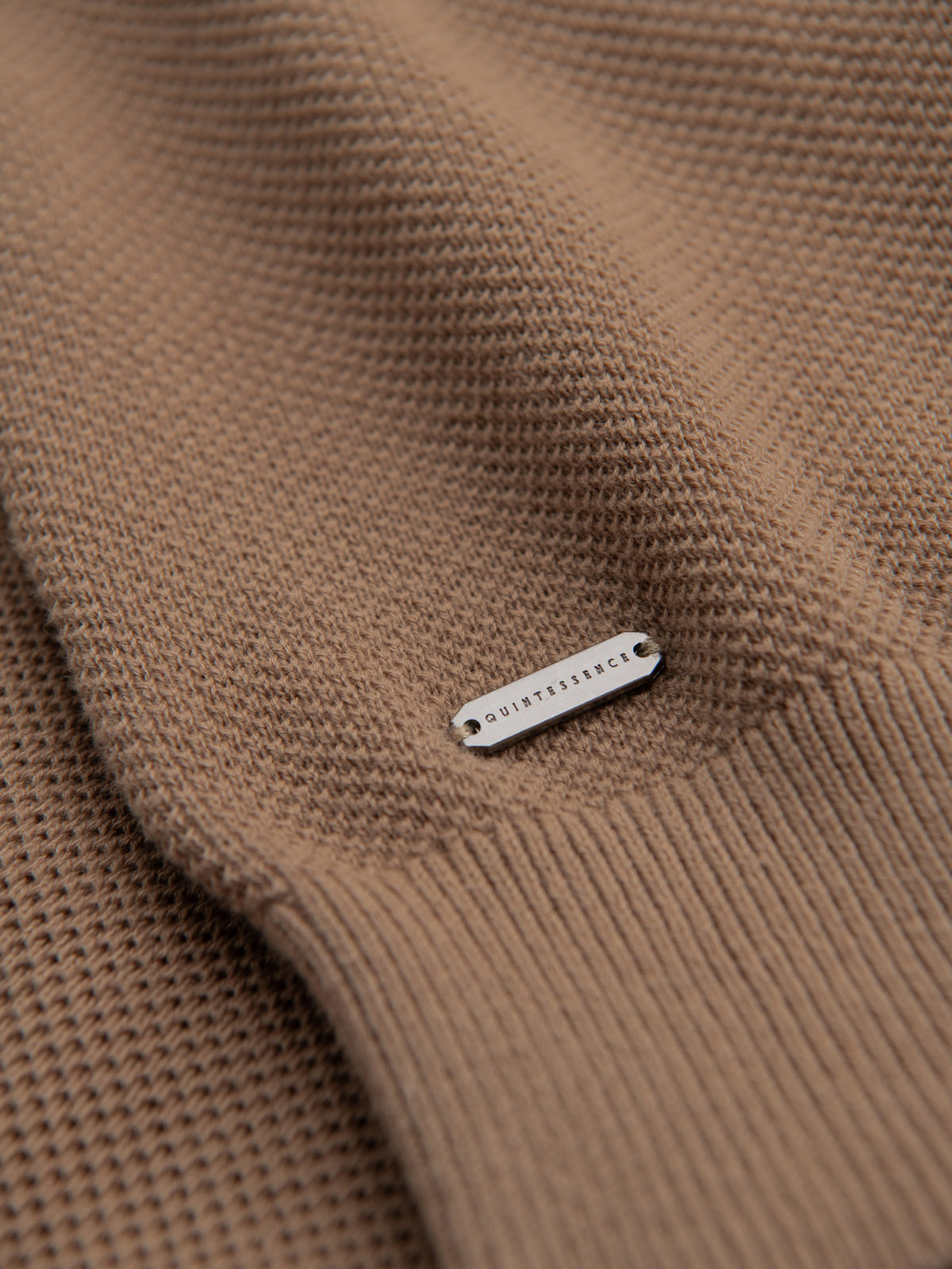 Ombre Men's cotton structured knit polo shirt - light brown