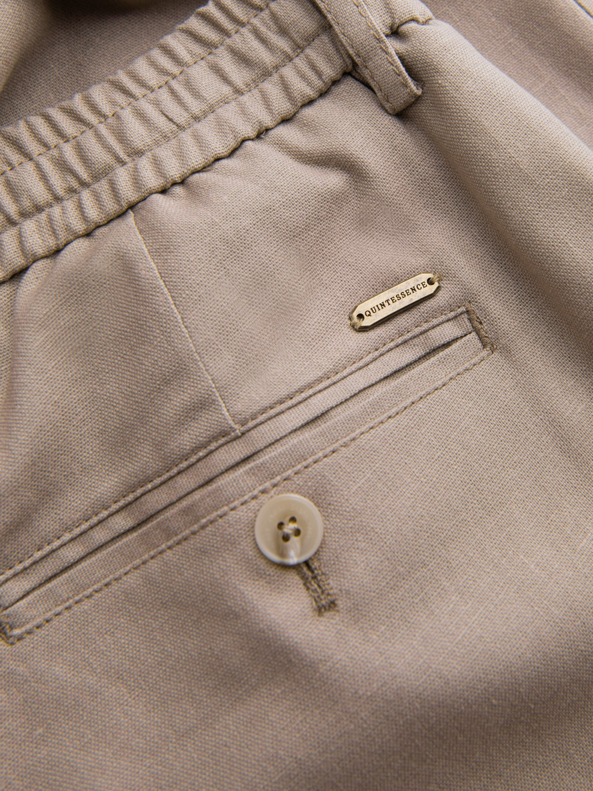 Ombre Men&#039;s linen blend rolled up chino pants - light brown