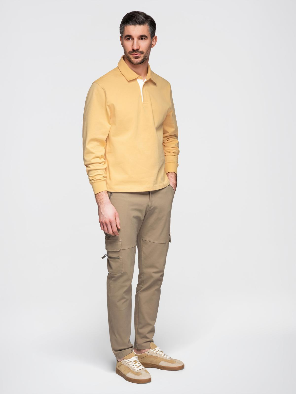 Ombre Men's cargo pants STRAIGHT LEG with zippered pockets - khaki