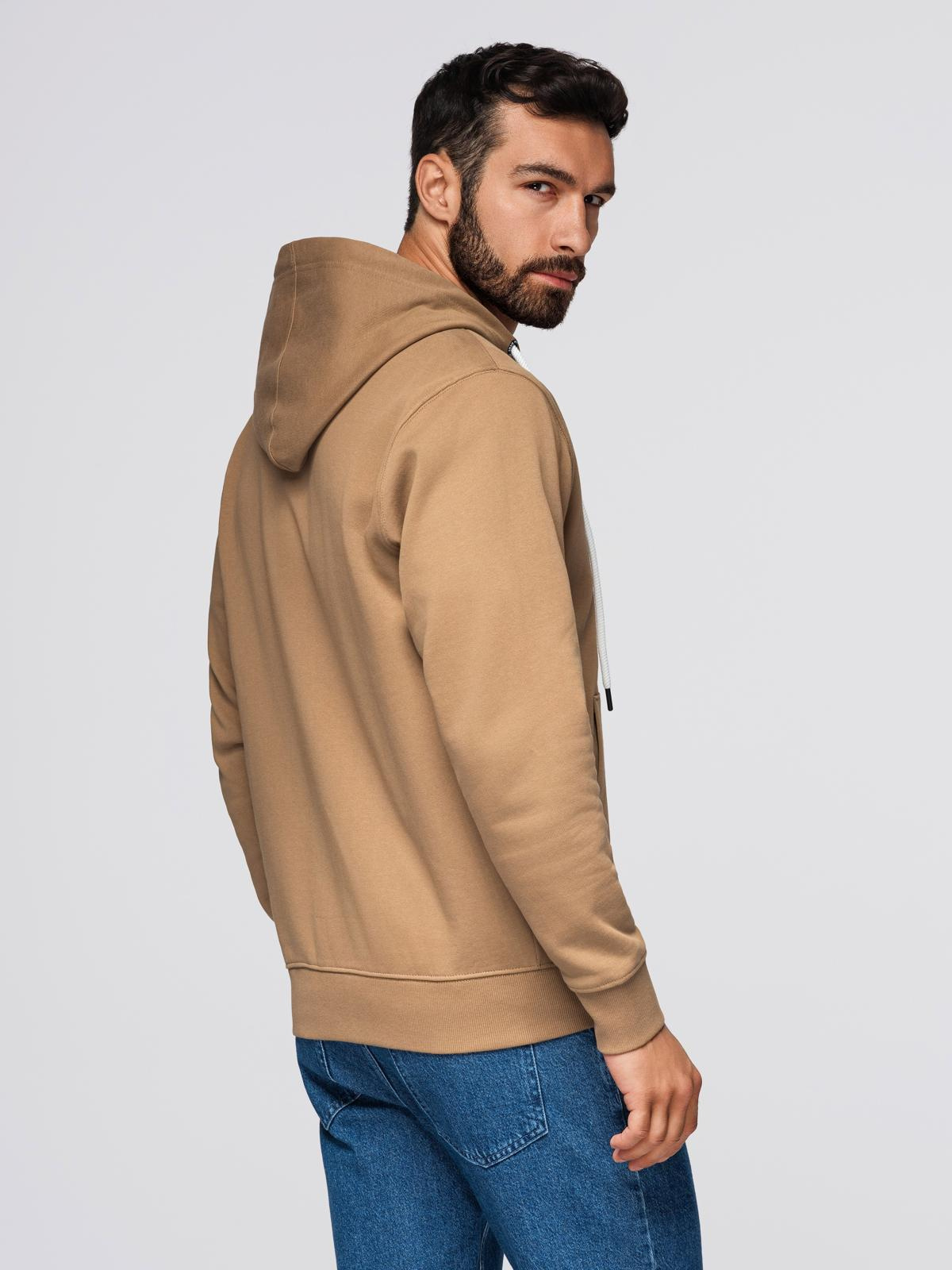 Ombre BASIC men&#039;s unbuttoned hooded sweatshirt - brown