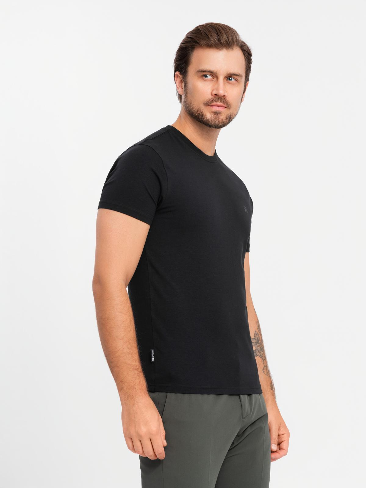 Ombre Men's SLIM FIT T-shirt with round neckline and logo - black