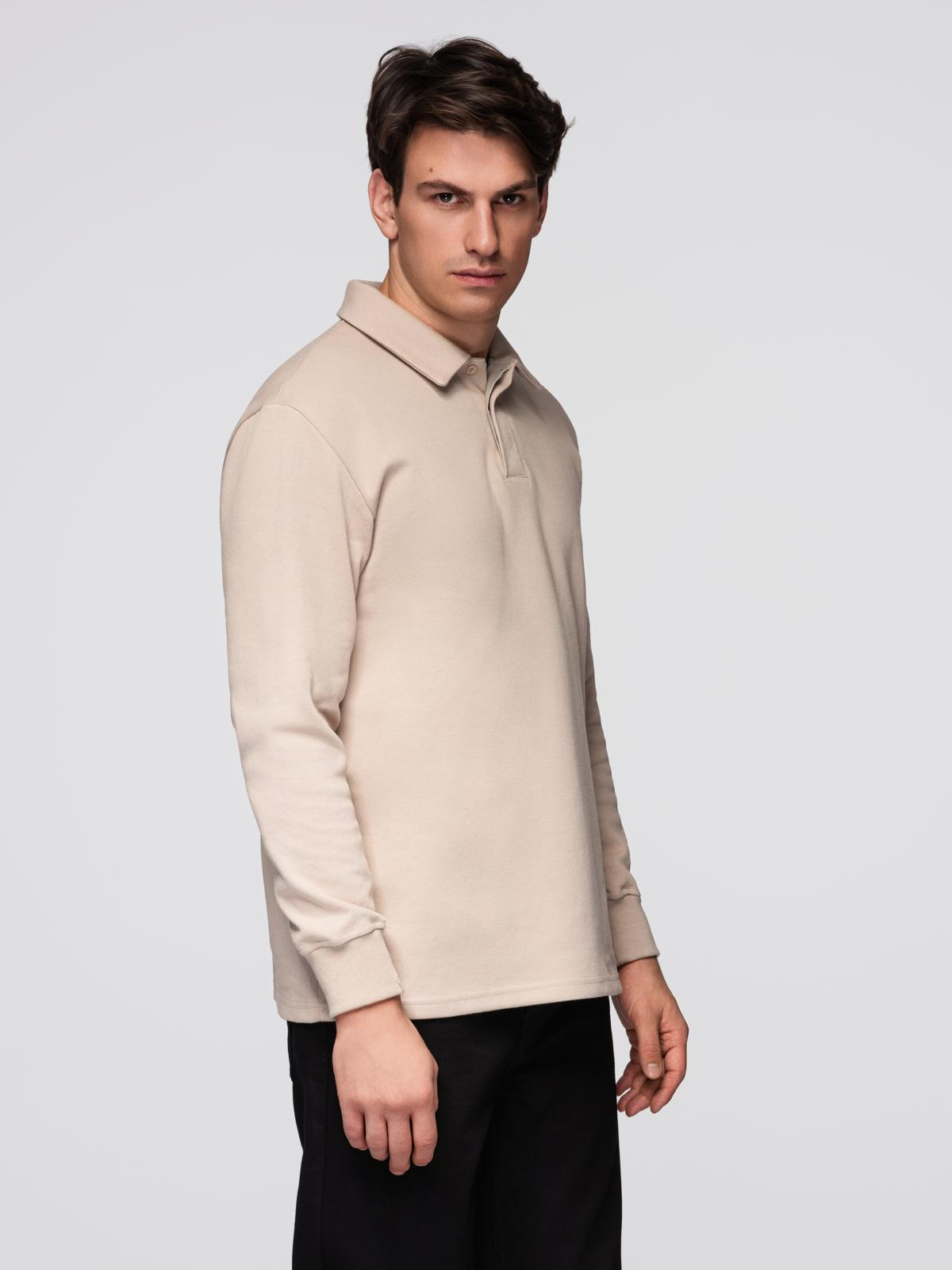 Ombre Men&#039;s structured knit polo collar sweatshirt - beige