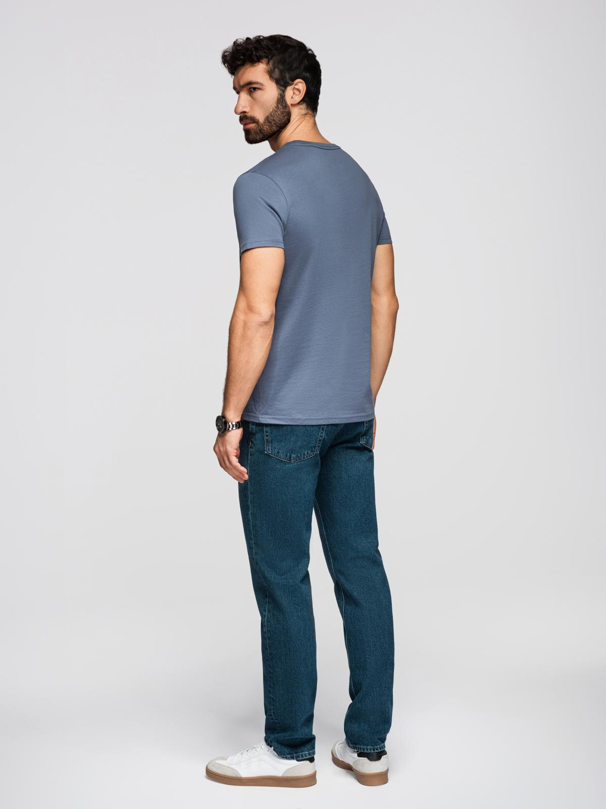 Ombre BASIC men's classic cotton T-shirt - blue denim