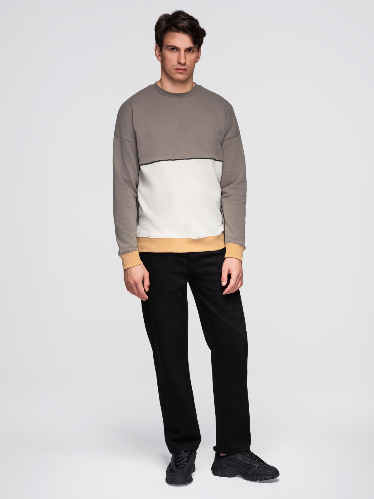Ombre Men's OVERSIZE sweatshirt with contrasting color combination - khaki