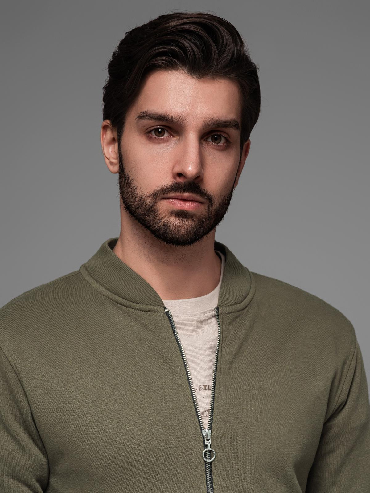 Ombre Cotton unbuttoned men&#039;s sweatshirt bomber - khaki