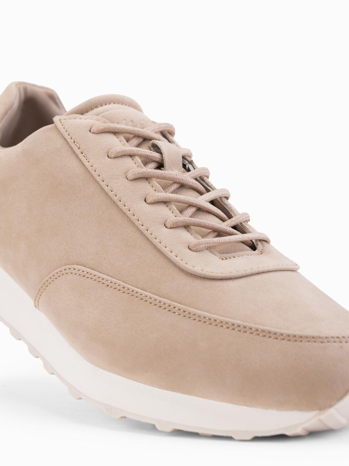 Ombre Men&#039;s sporty eco leather sneaker shoes with suede finish - sand