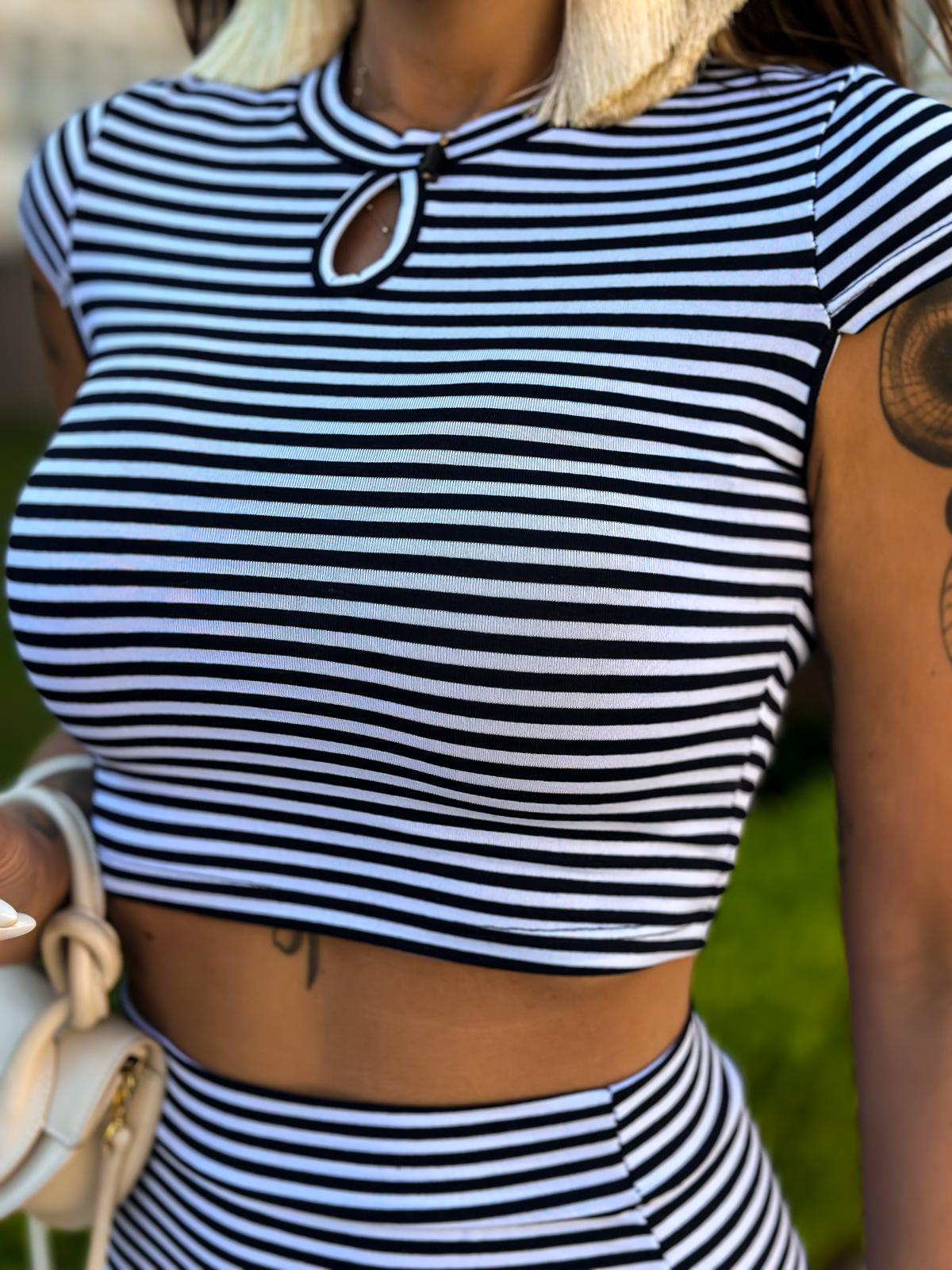 Edoti Striped top and skirt set ZL