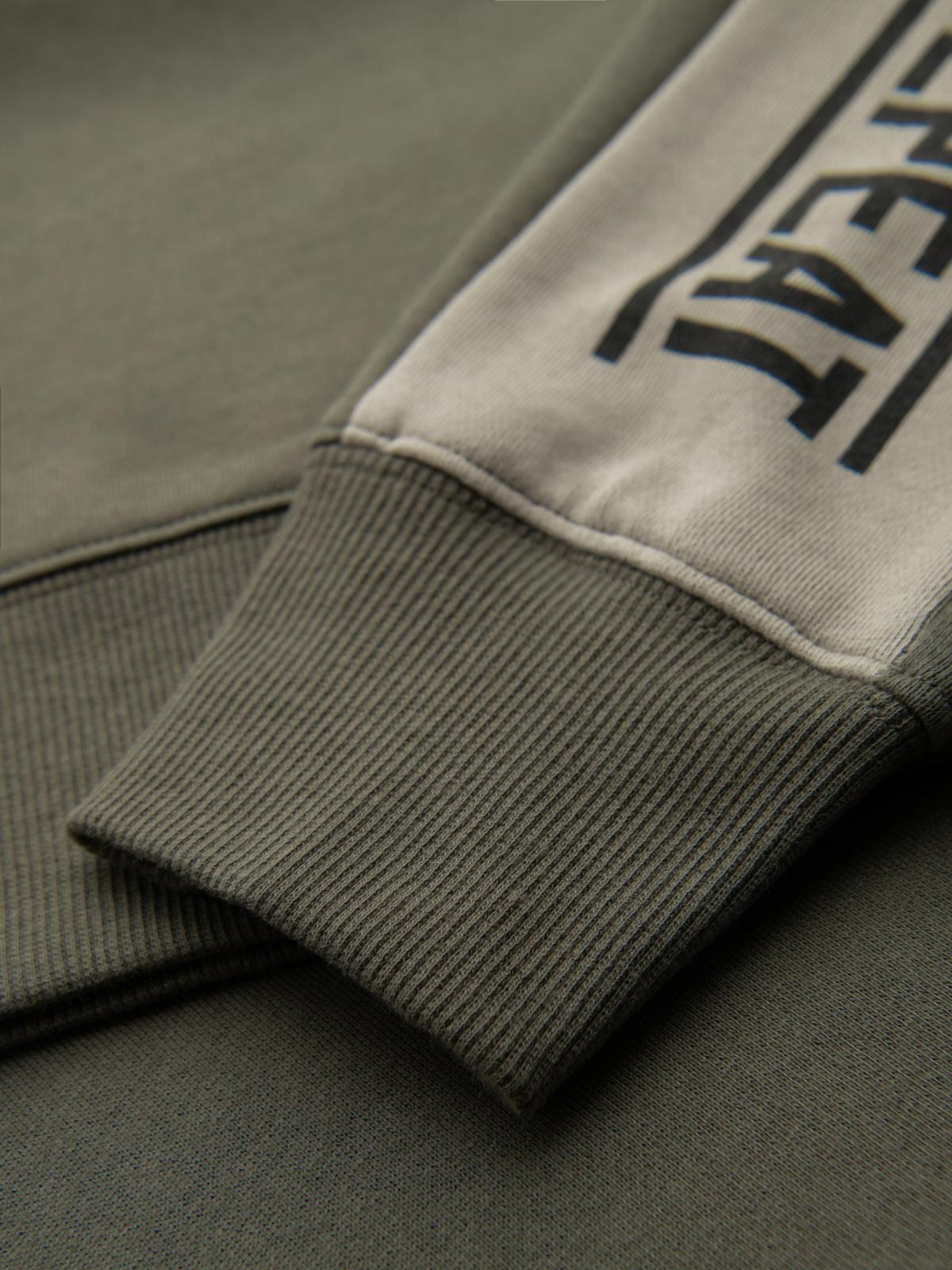 Ombre Men's sweatshirt with contrasting stripes and raglan sleeves - olive