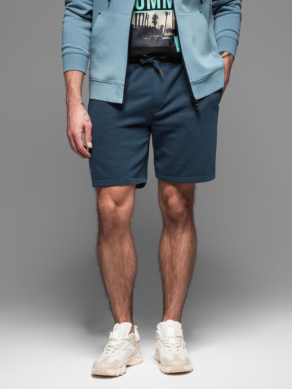 Ombre Men&#039;s RELAXED FIT short sweat shorts in athleisure style - navy blue