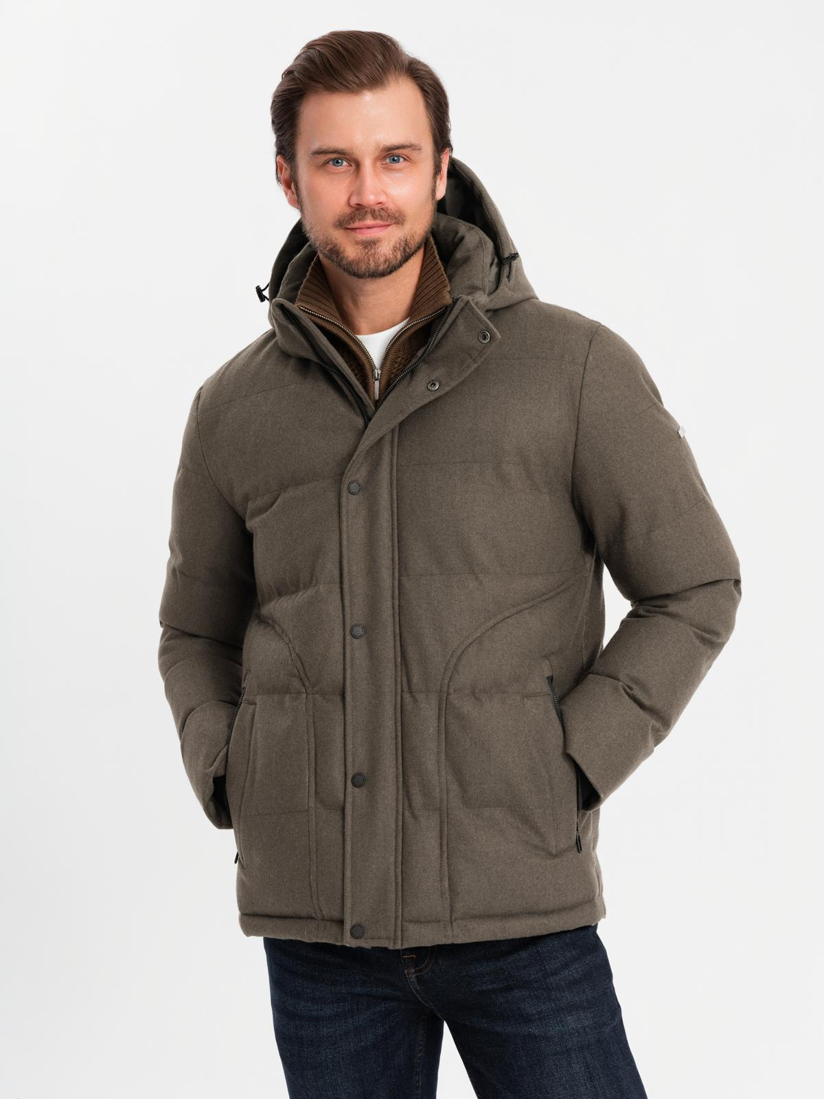 Ombre Men&#039;s lightweight jacket with hood and mesh lining - olive