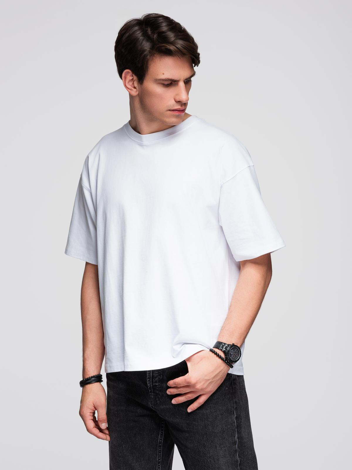Ombre Men's cotton T-shirt with sequin wing motif on back - white